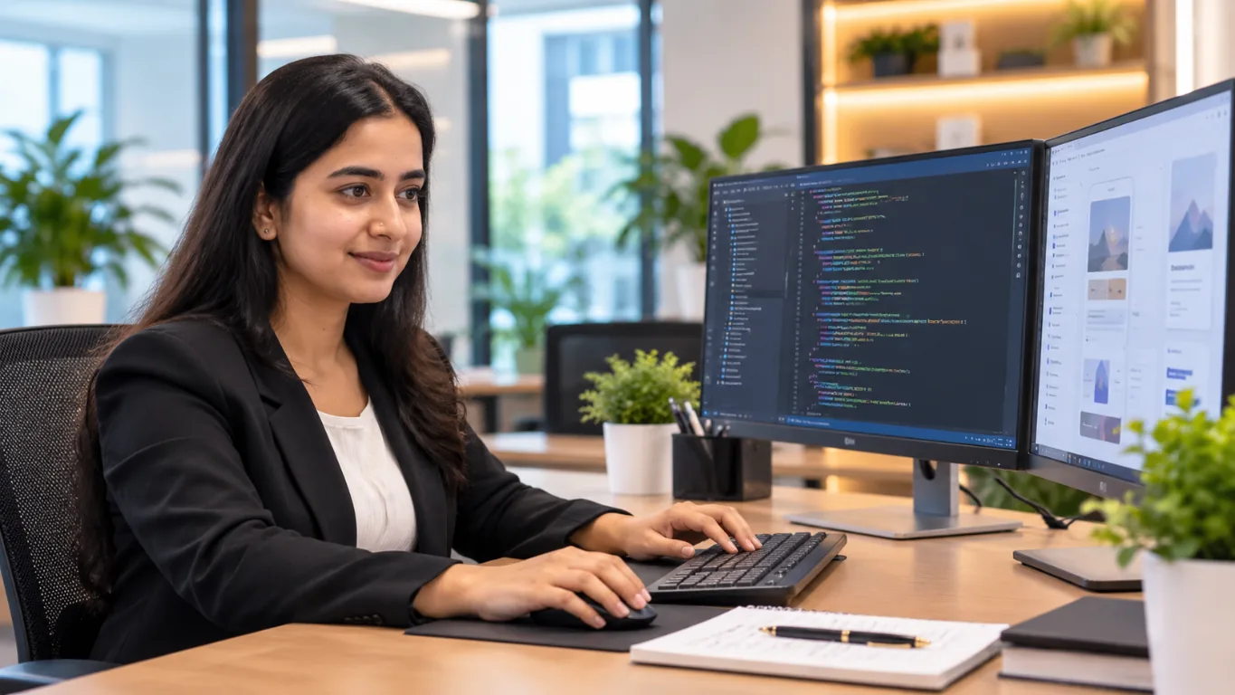 Codifyguru developer working at a computer workstation